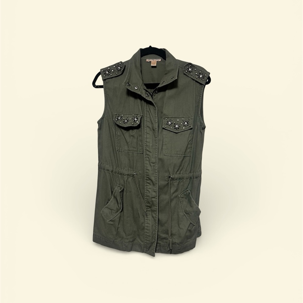 Love By Design Olive Green Studded Vest